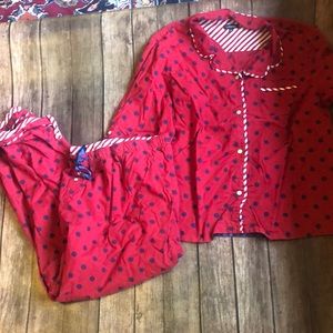J. Peterman 2 Piece Cotton Polka Dot Pajamas Sz L